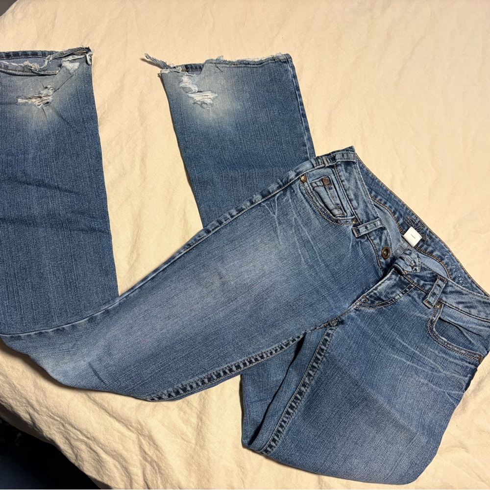 Silver Jeans Light Blue Distressed Boyfriend Jeans